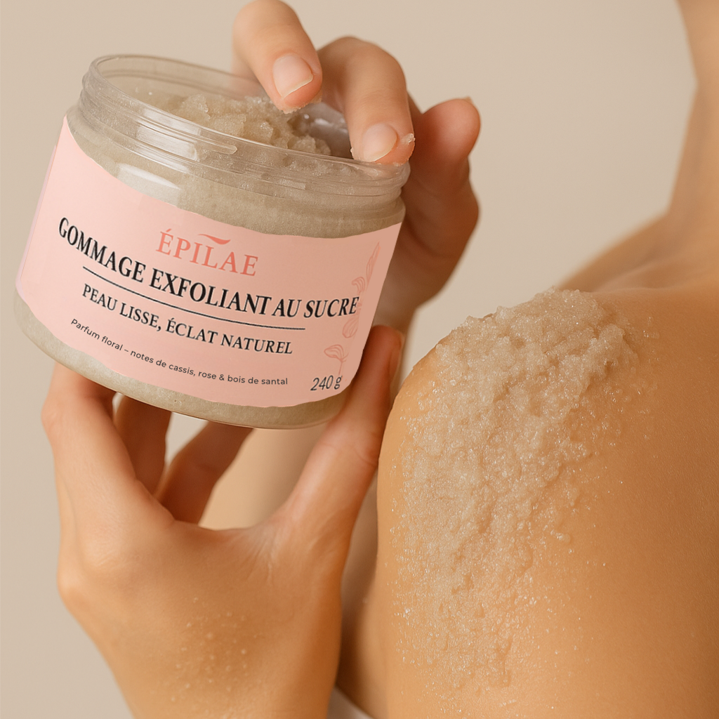 Gommage au sucre – Pour une peau lisse, douce et éclatante 🌸